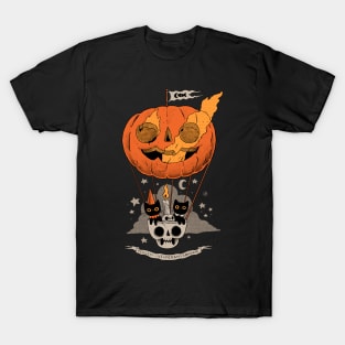Pumpkin ballon travel cats T-Shirt